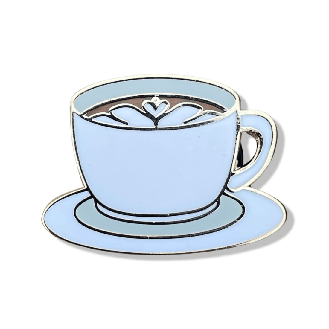 White Latte Coffee Cup Enamel Pin - hard enamel, 1 inch, double posted