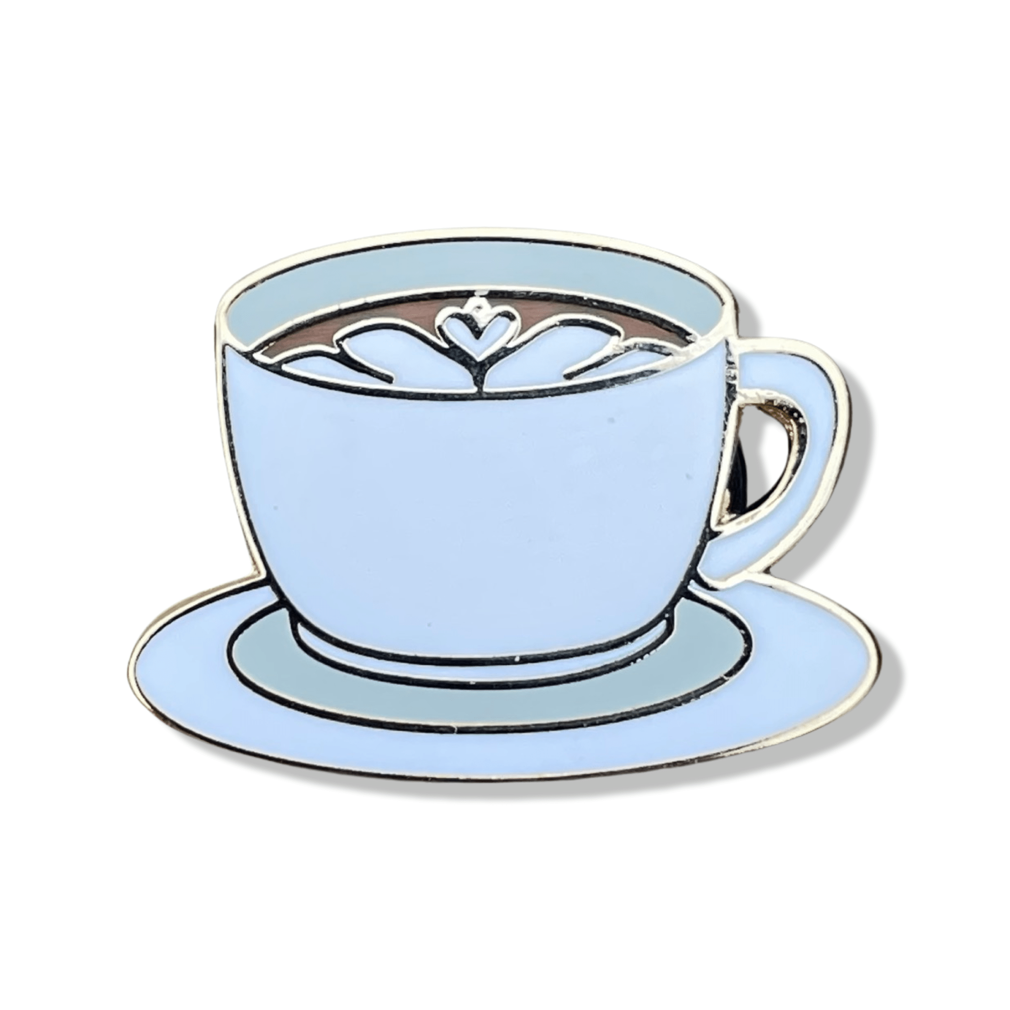 White Latte Coffee Cup Enamel Pin - hard enamel, 1 inch, double posted