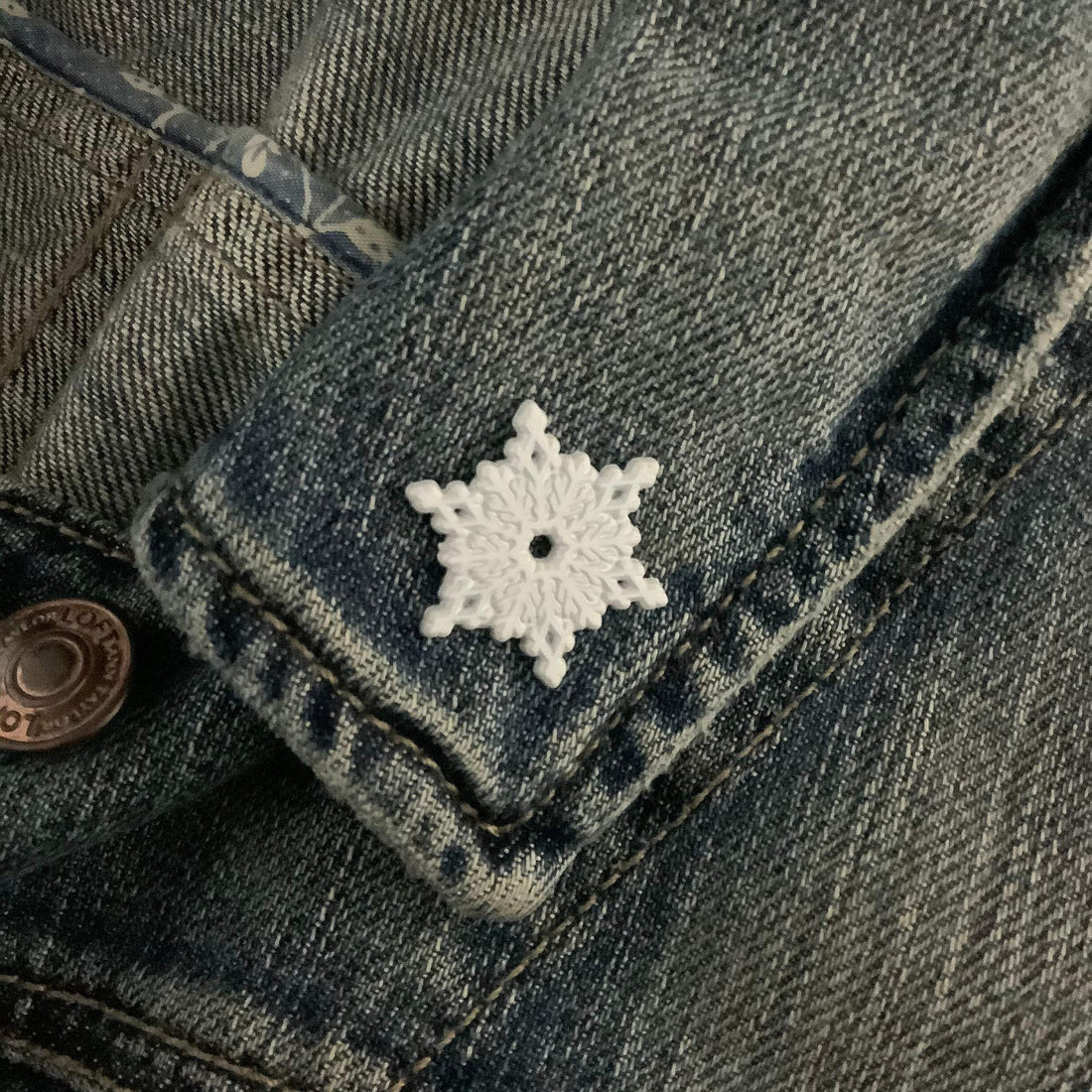 White Snowflake Enamel Pin
