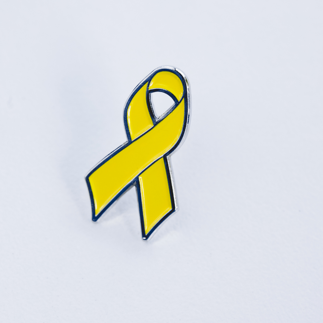 Yellow Awareness Ribbon Pin - Soft Enamel Lapel Pin With Secure Rubber Backing