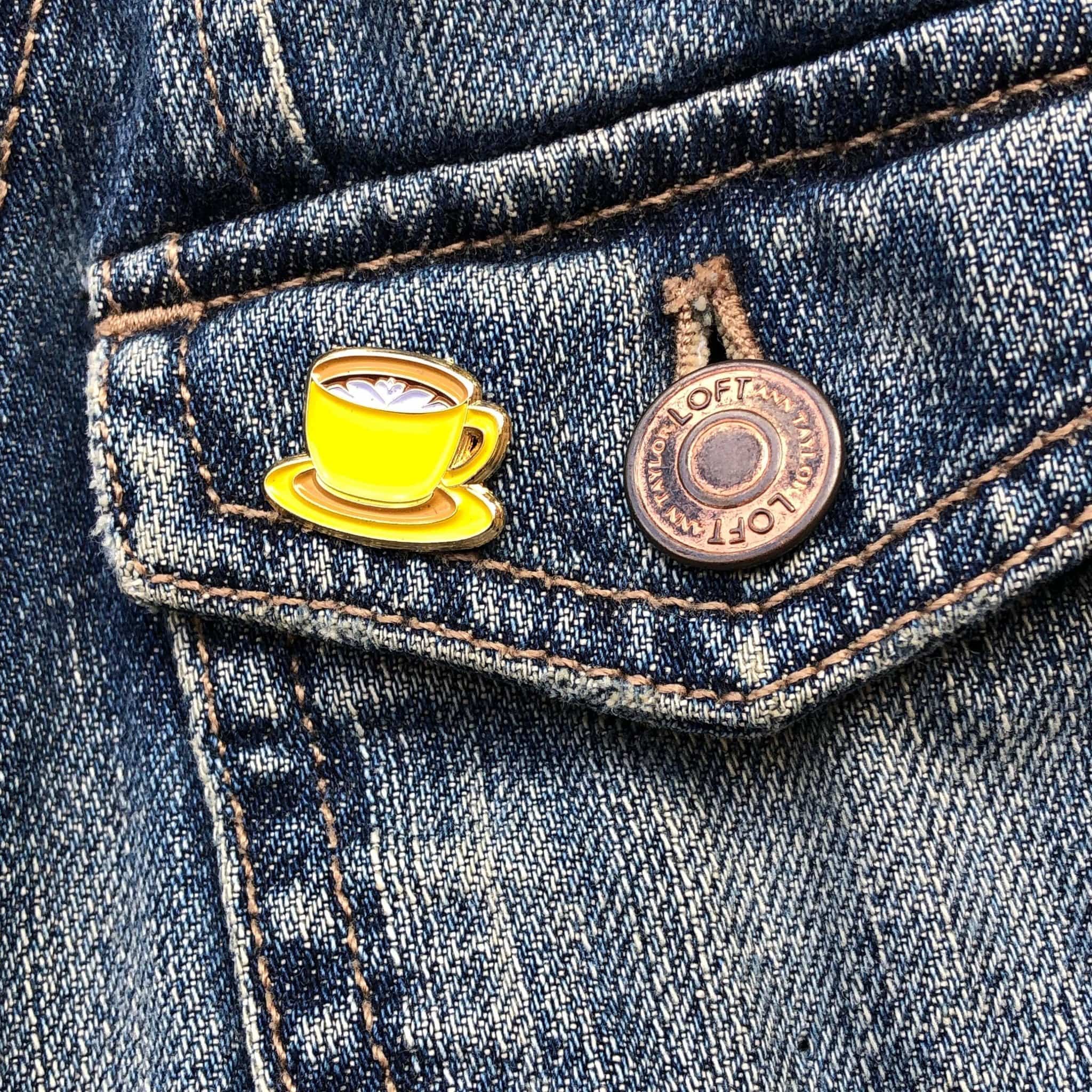 Yellow Coffee Cup Enamel Pin Hard Enamel Lapel Pin