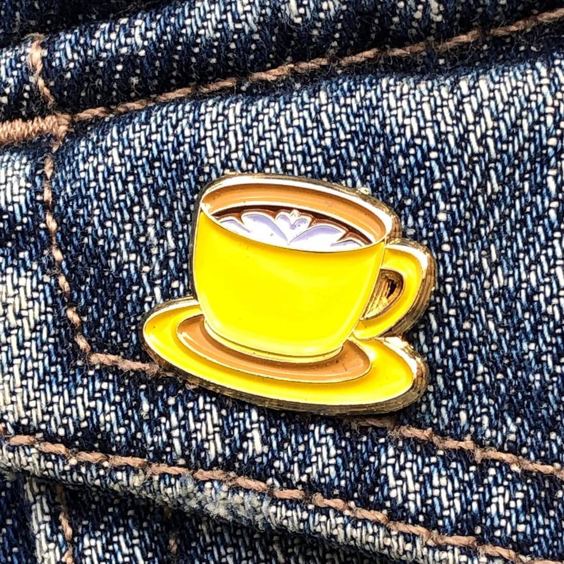 Yellow Coffee Cup Enamel Pin Hard Enamel Lapel Pin