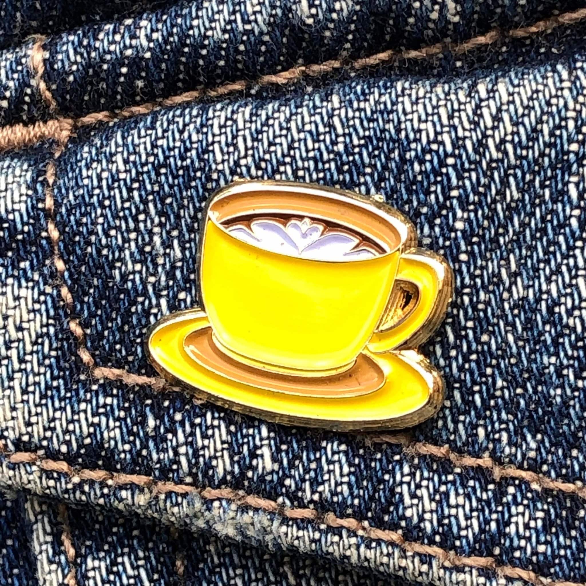 Yellow Coffee Cup Enamel Pin Hard Enamel Lapel Pin