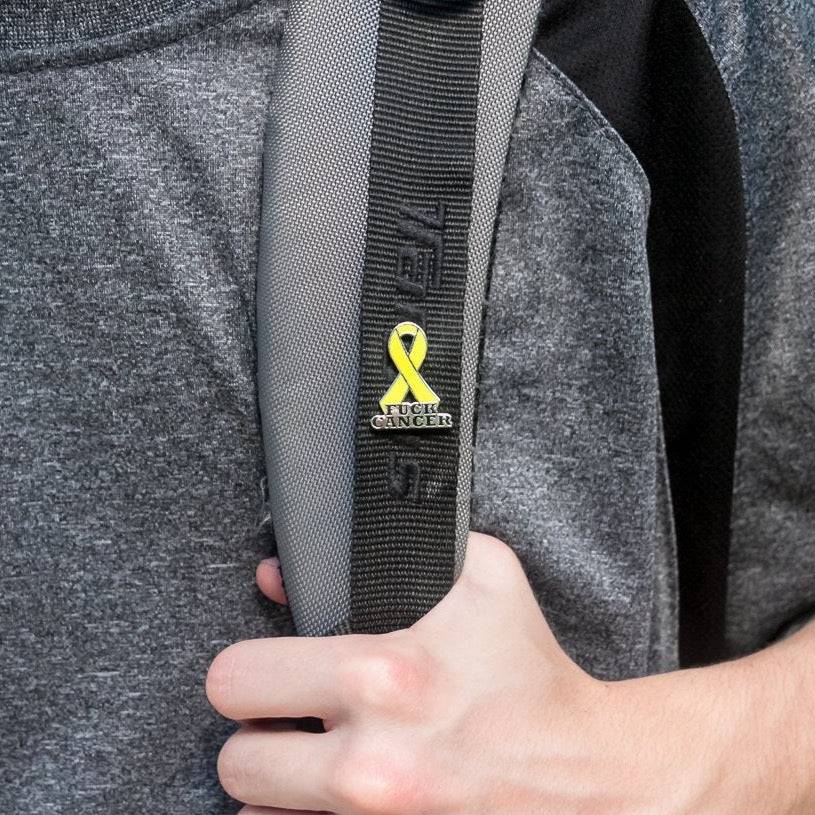 Yellow Fuck Cancer Ribbon Enamel Pin Awareness Accessory