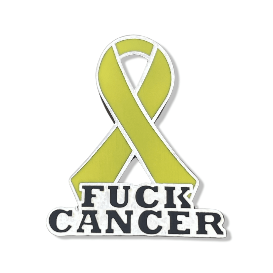 Yellow Fuck Cancer Ribbon Enamel Pin Awareness Accessory