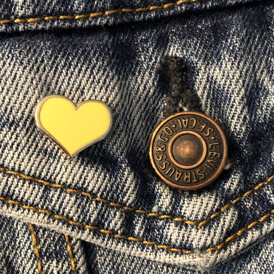 Yellow Heart Enamel Pin - 3/4-inch