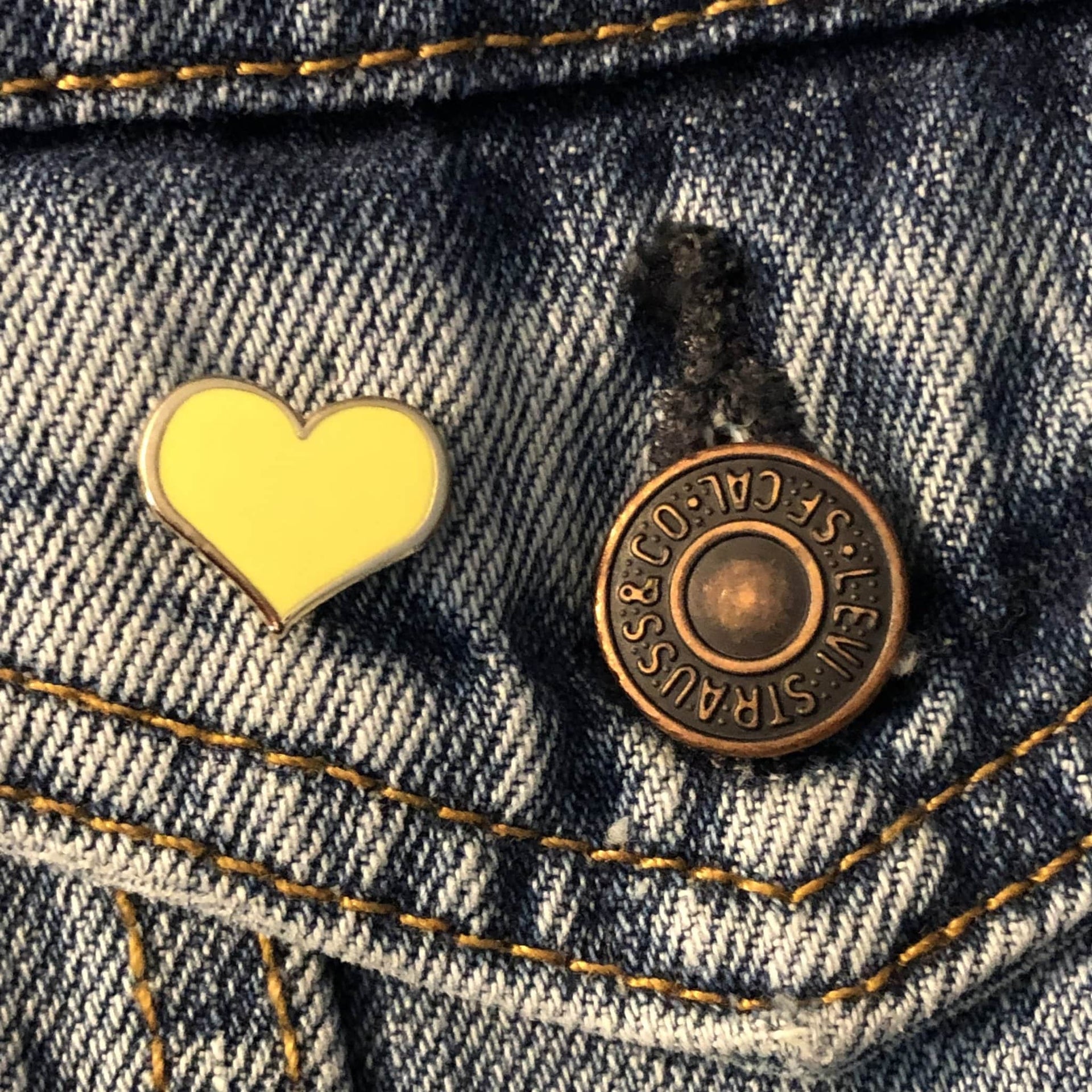 Yellow Heart Enamel Pin - 3/4-inch
