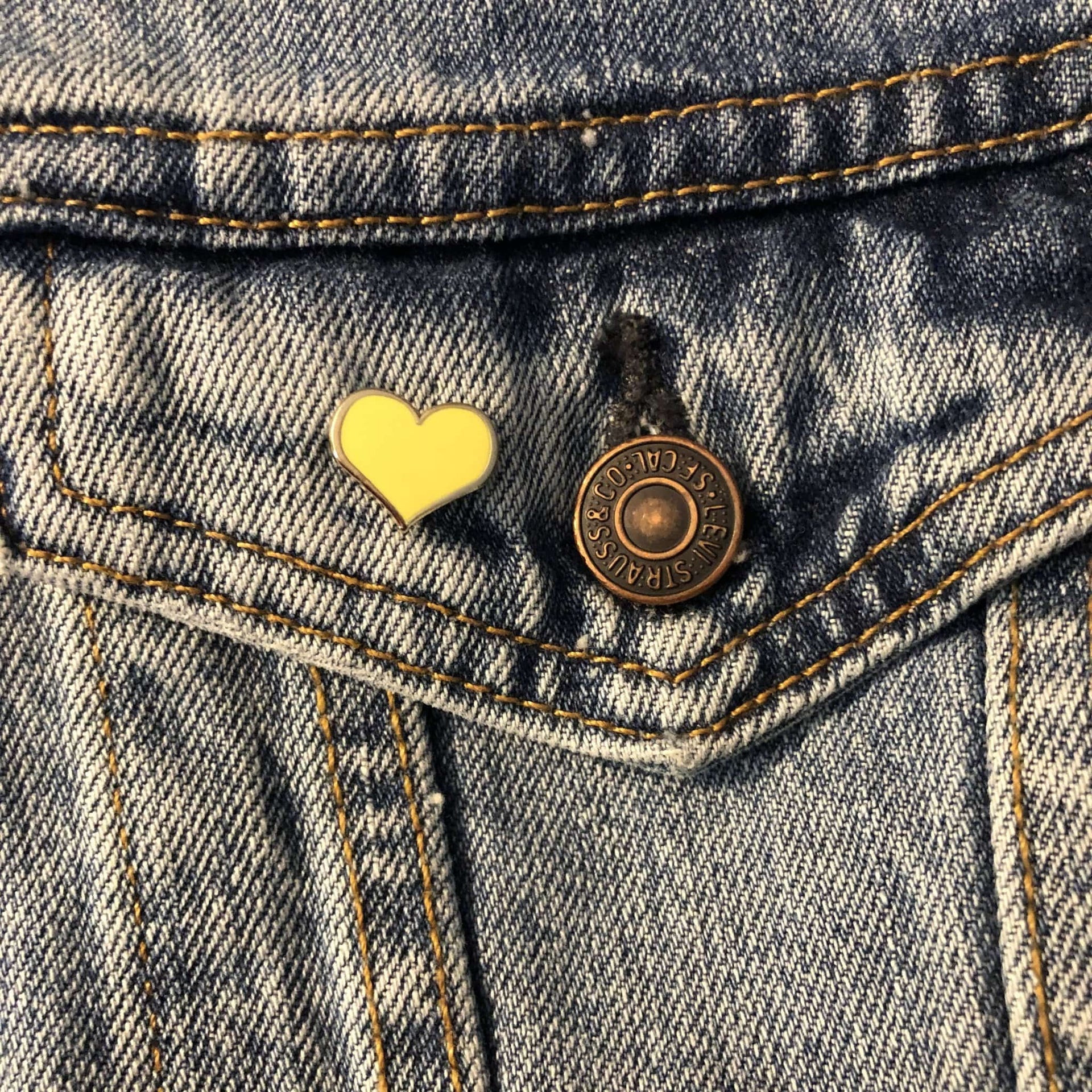 Yellow Heart Enamel Pin - 3/4-inch