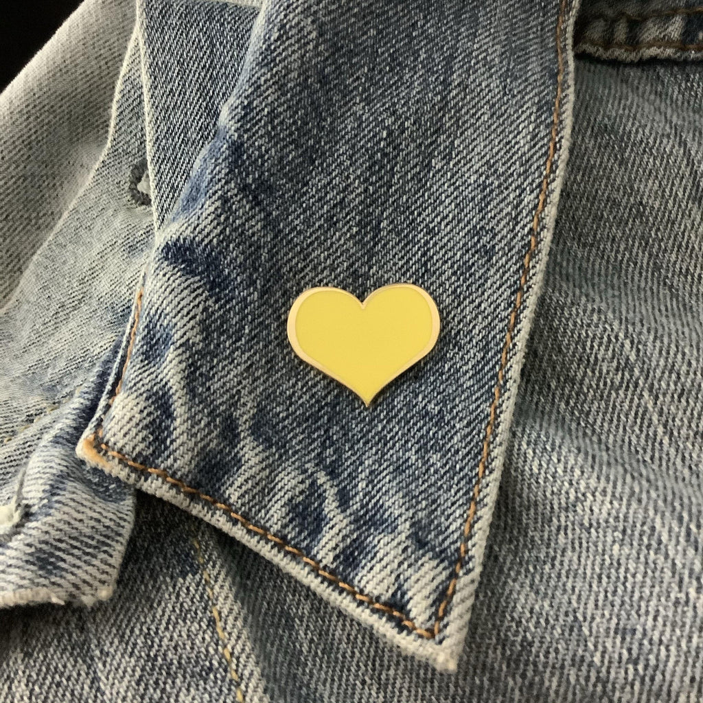 Yellow Heart Enamel Pin 1/2-Inch Small Minimalist Lapel Accessory - Image 4