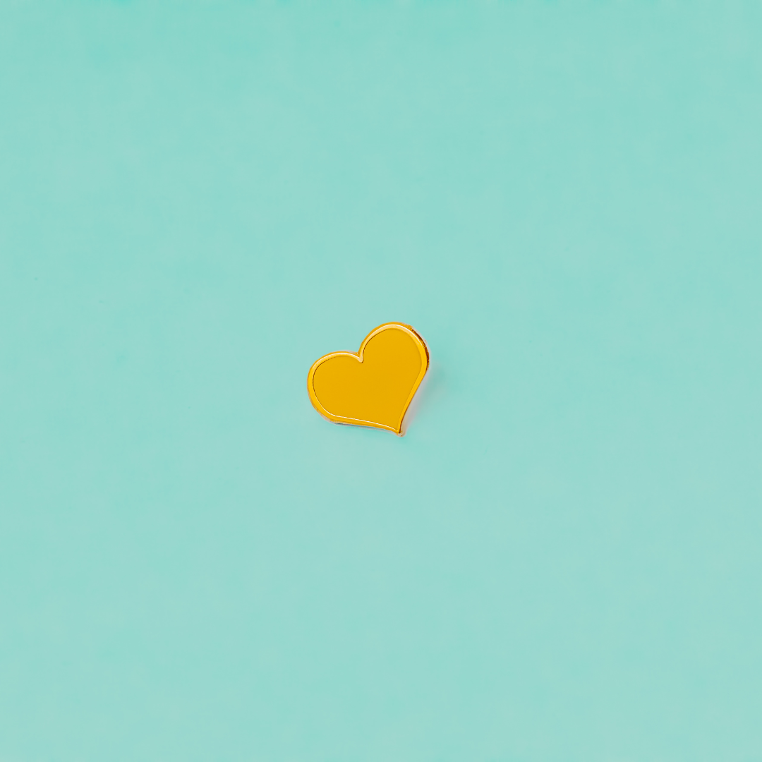 Yellow Heart Enamel Pin - 1/2-inch