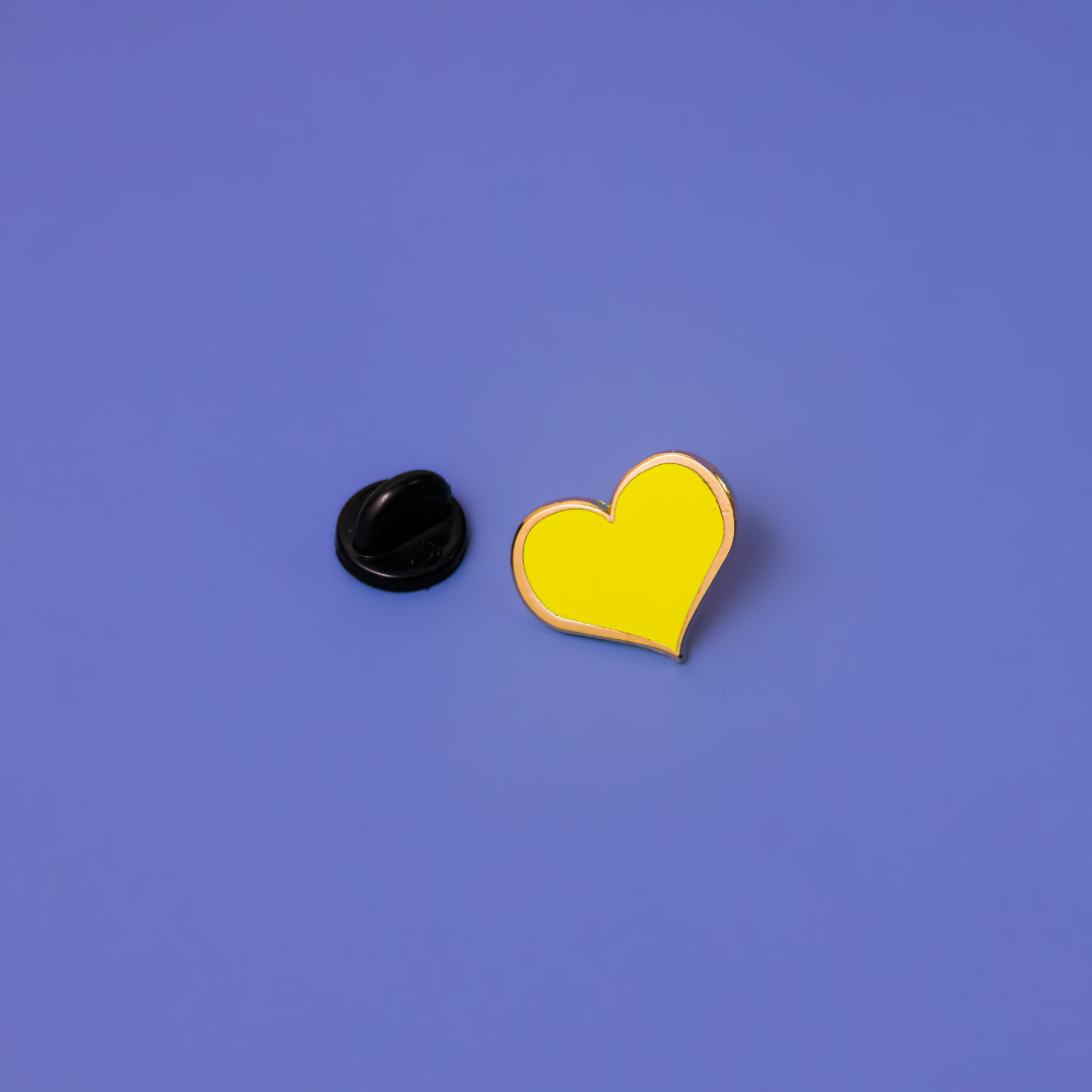 Yellow Heart Enamel Pin 1/2-Inch Small Minimalist Lapel Accessory - Image 3