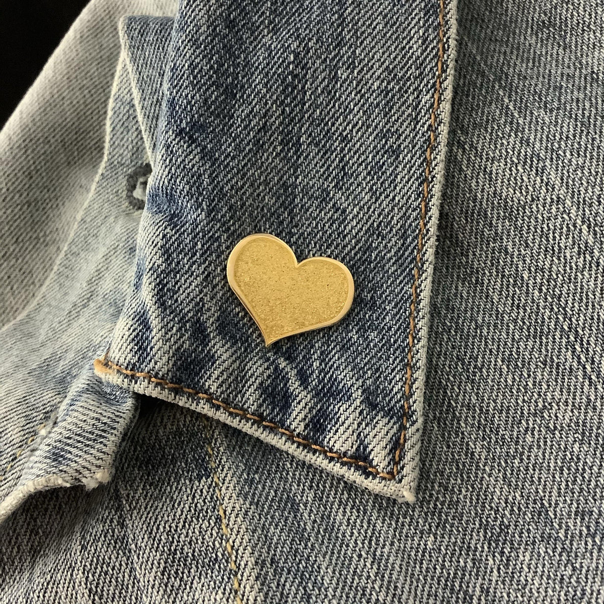 Yellow Heart Enamel Pin with Glitter Finish - Image 2