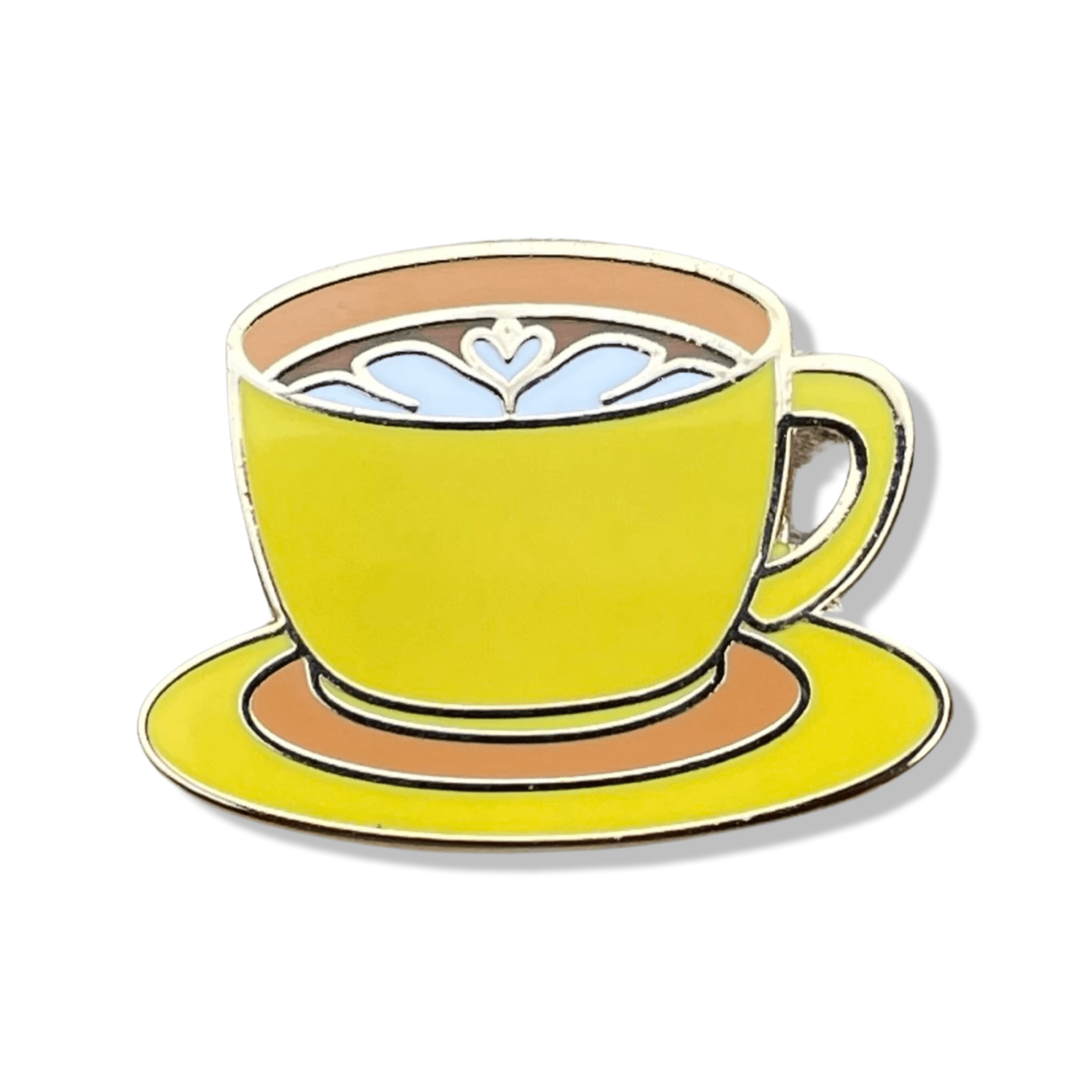 Yellow Latte Coffee Cup Enamel Pin - hard enamel, 1 inch, double posted