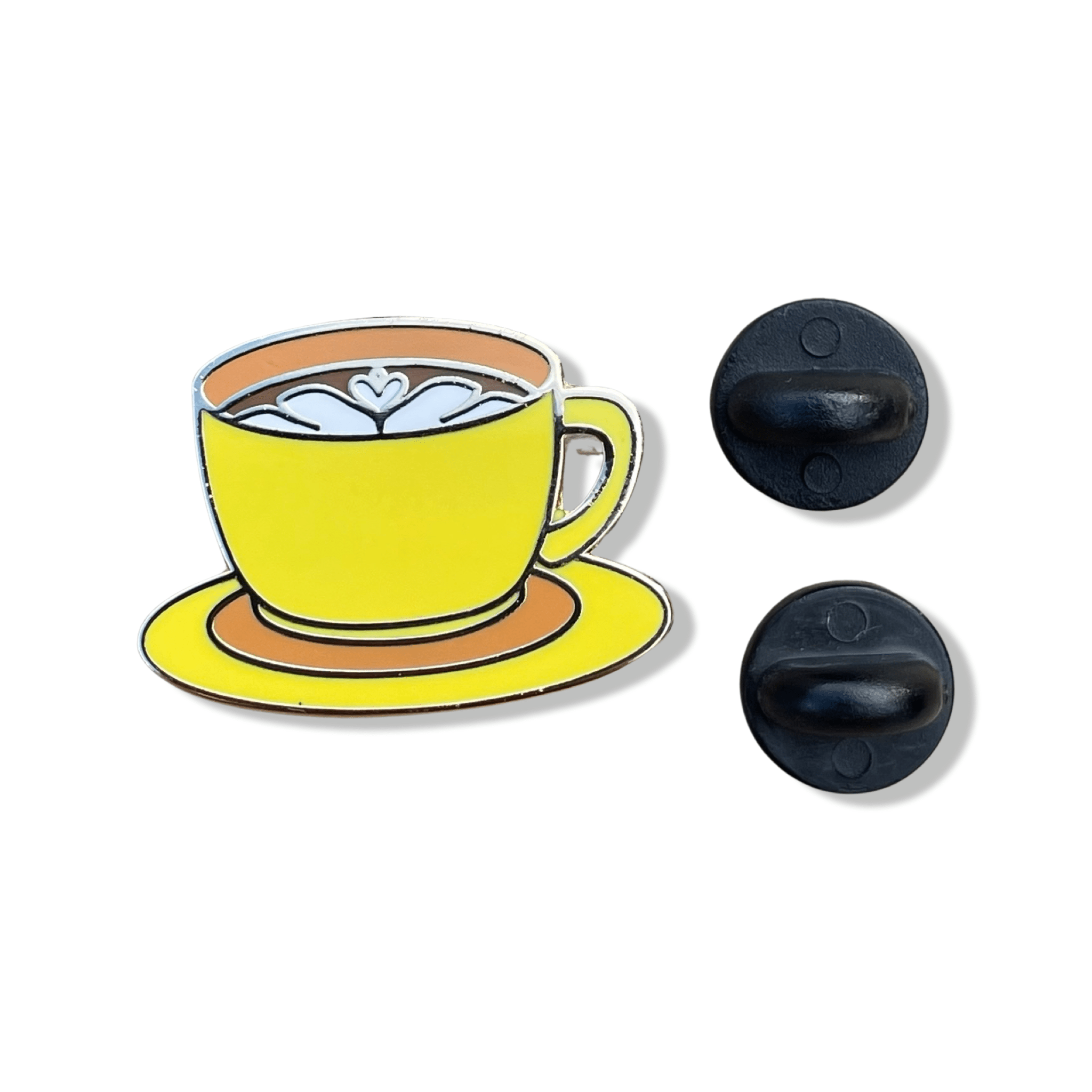 Yellow Latte Coffee Cup Enamel Pin - hard enamel, 1 inch, double posted