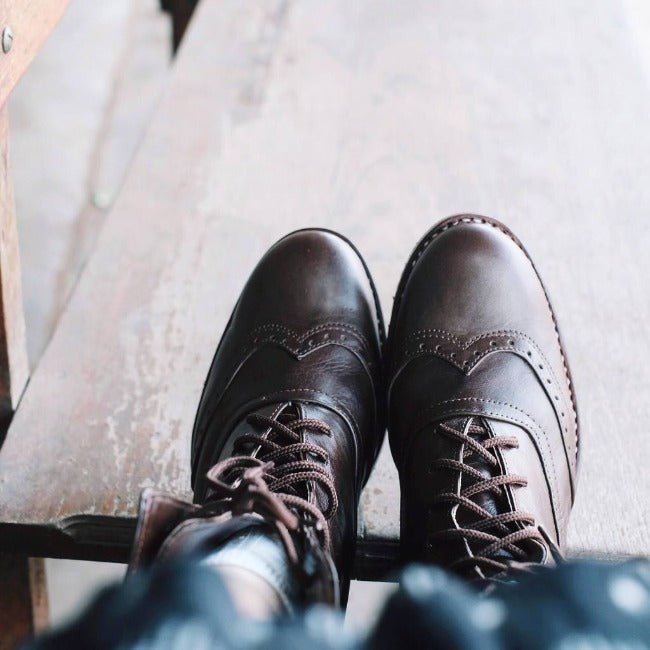 Handmade Brown Leather Victorian Ankle Boots – Womens Lace Up Brogue