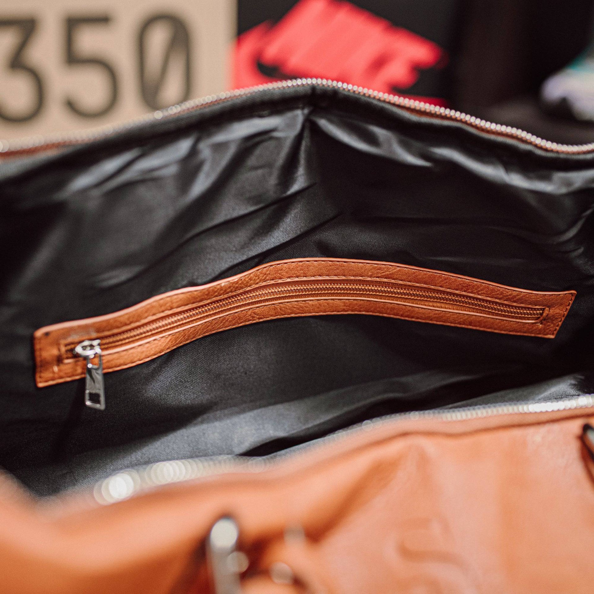 Brown Tumbled Leather Duffle Bag
