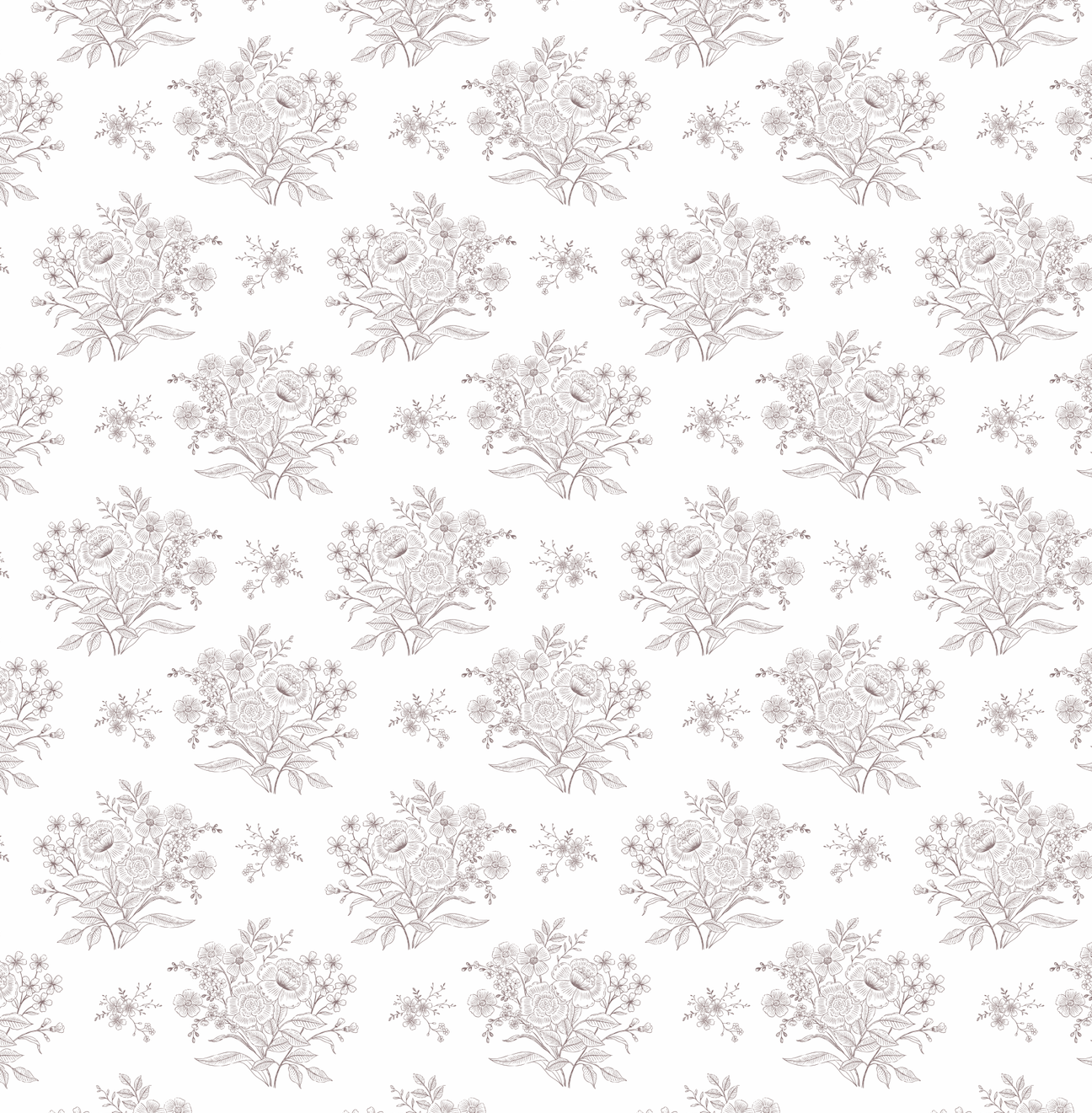 Kylia Floral Wallpaper in White Grey Taupe and Blue Classic