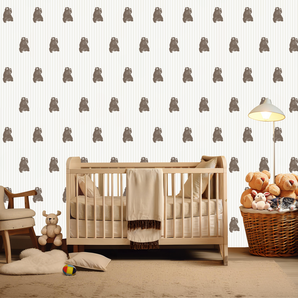 Theodore Whimsical Animal Print Wallpaper in White and Brown