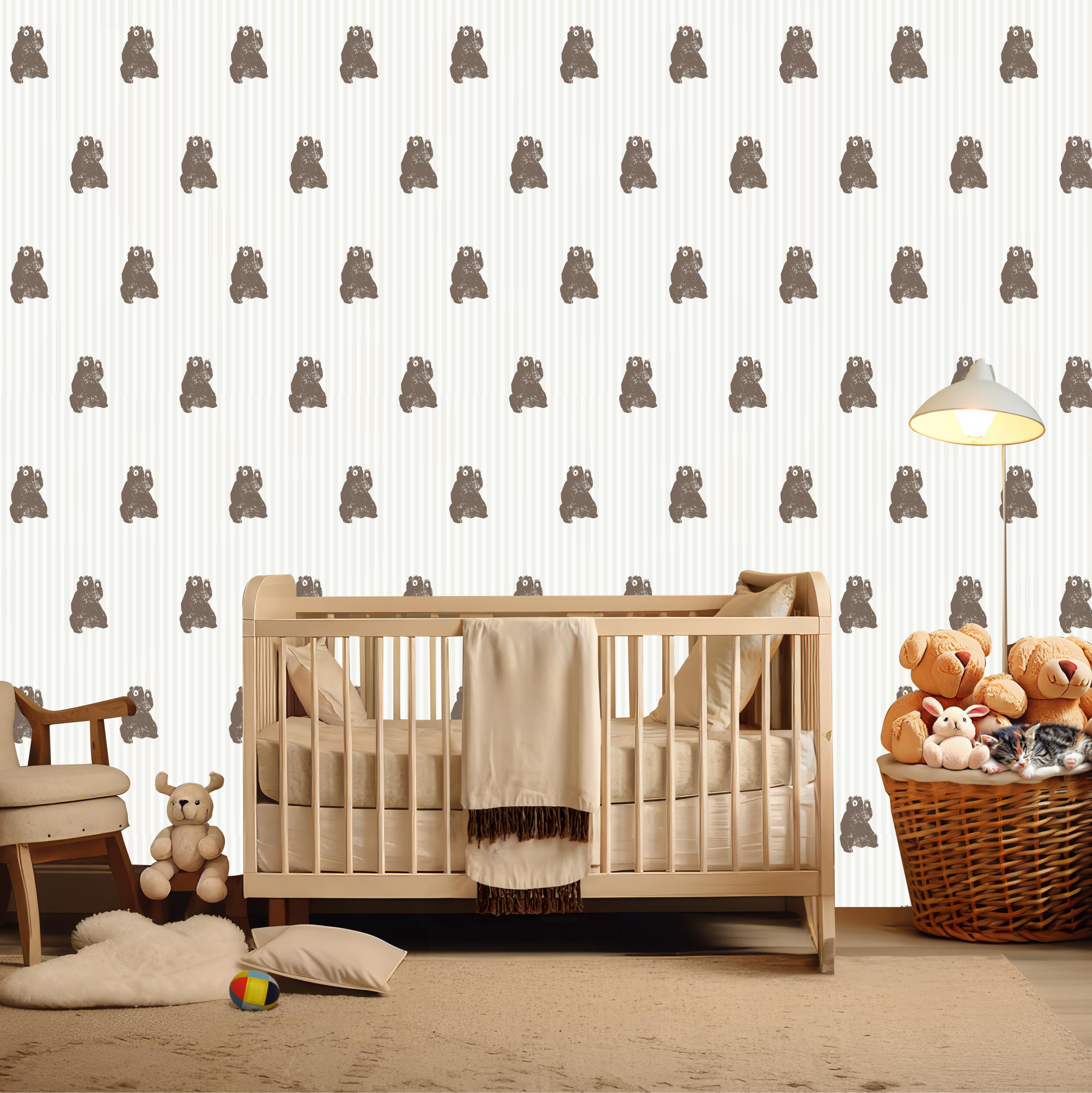 Theodore Whimsical Animal Print Wallpaper in White and Brown