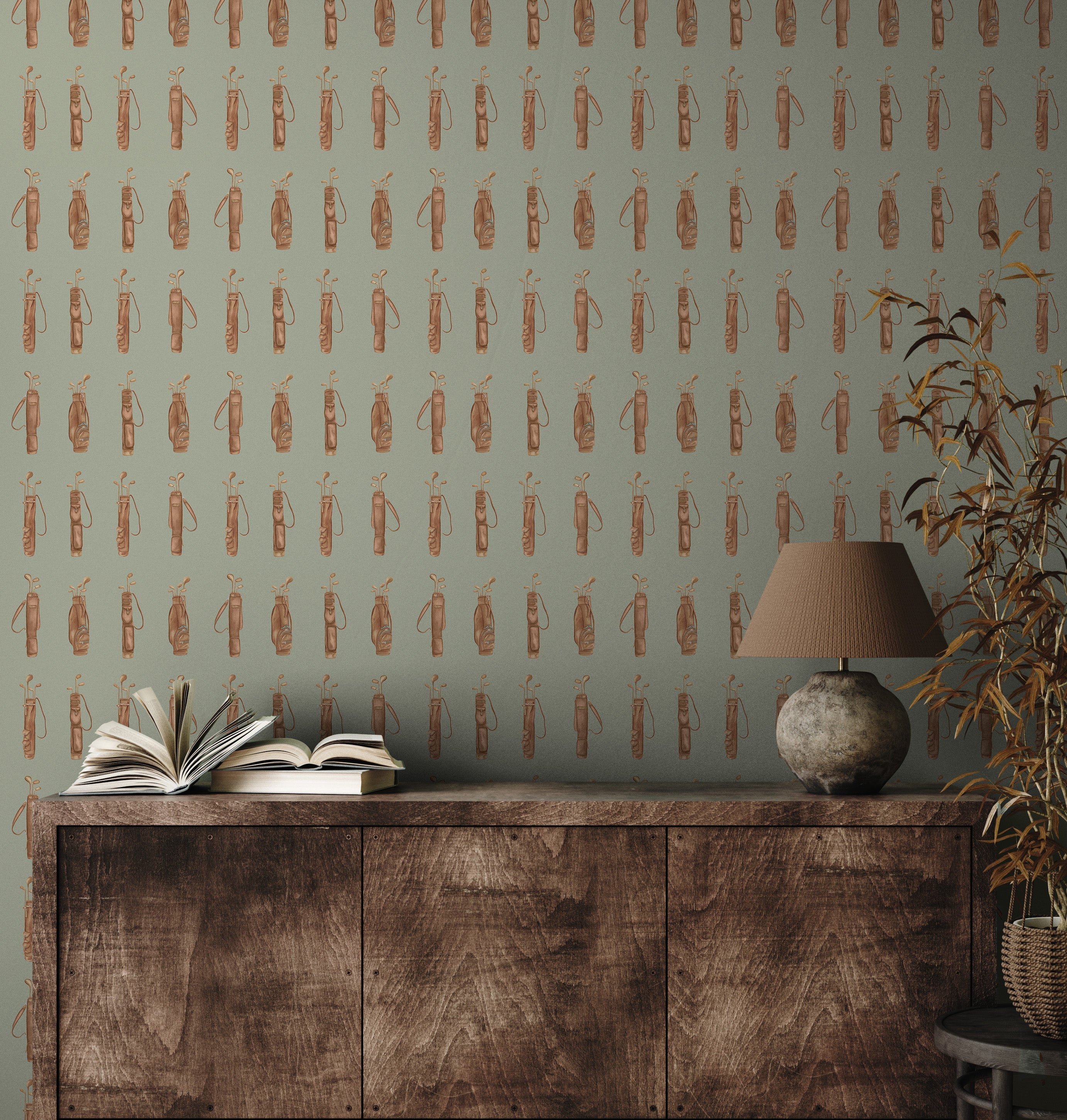 Woods Removable Wallpaper in Green and Brown