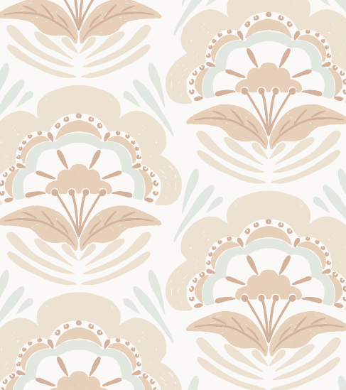 Brynn Floral Wallpaper in Blue, White, and Sage-Green