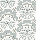 Brynn Floral Wallpaper in Blue, White, and Sage-Green