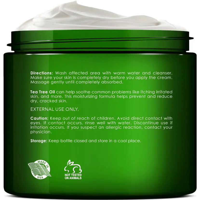 New York Biology Tea Tree Oil Foot Cream for Dry Cracked Feet, Athletes Foot, Nail Fungus, Jock Itch, Ringworm, Cracked Heels and Itchy Skin - Foot Cream - 8 oz Tea Tree - 8.00 Ounce (Pack of 1) 8.00 Ounce (Pack of 1)