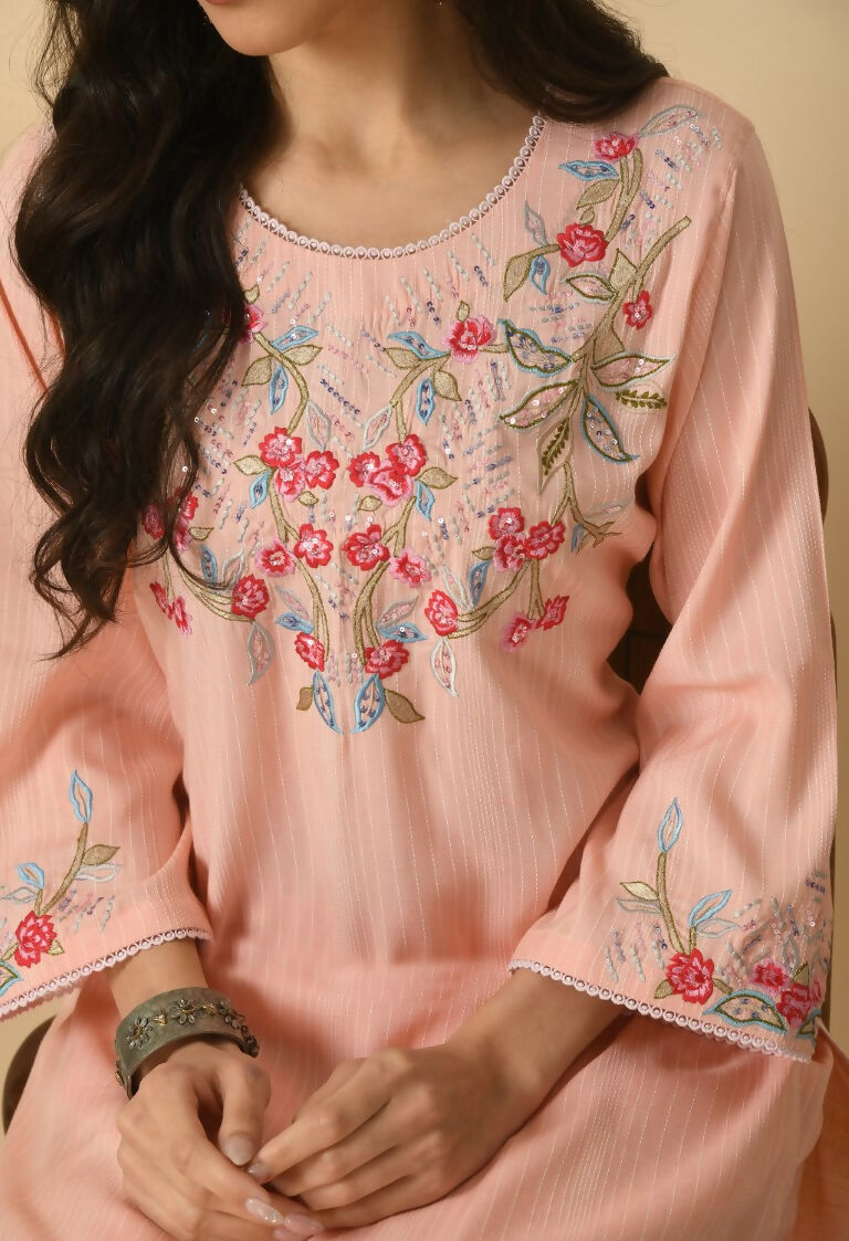 Peach Cotton Rayon Kurta Set - Soft Everyday Ethnic Wear