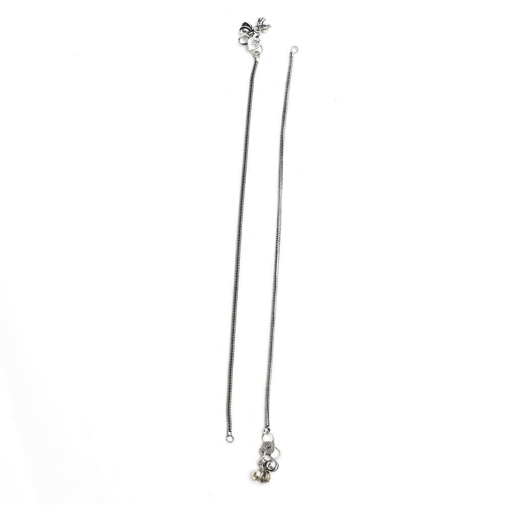 Simple Oxidised Silver Anklets – Minimalist Traditional Payal