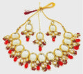 Traditional gold plated Kundan stone studded necklace set for women