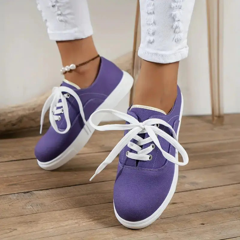 Women's Breathable Canvas Sneakers in Vibrant Purple - Image 34