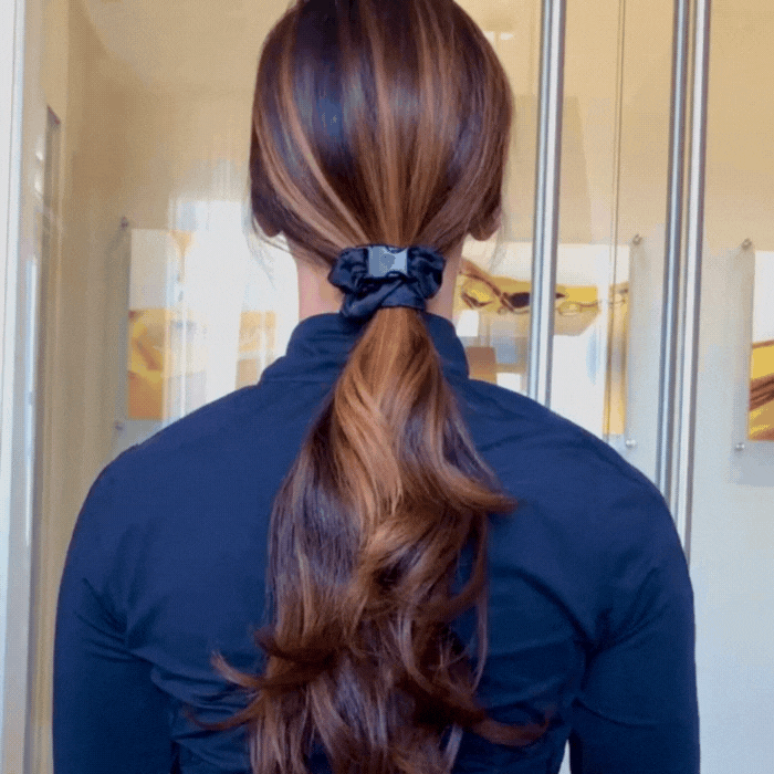 Velvet Black Buckle Scrunchie | Edgy Chic Hair Tie