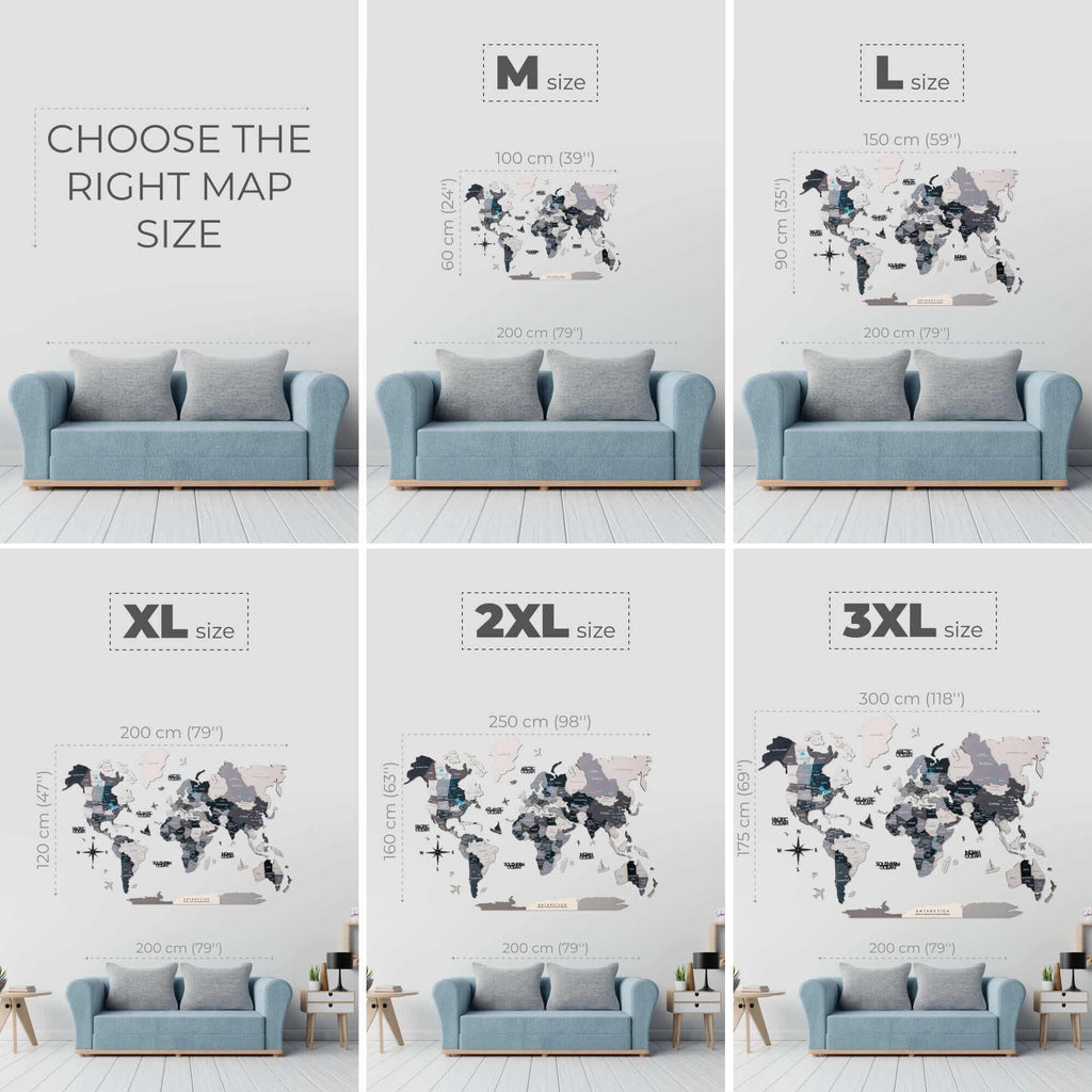 Wooden World Map Bundle with Colored Flag Pins for Travel Lovers