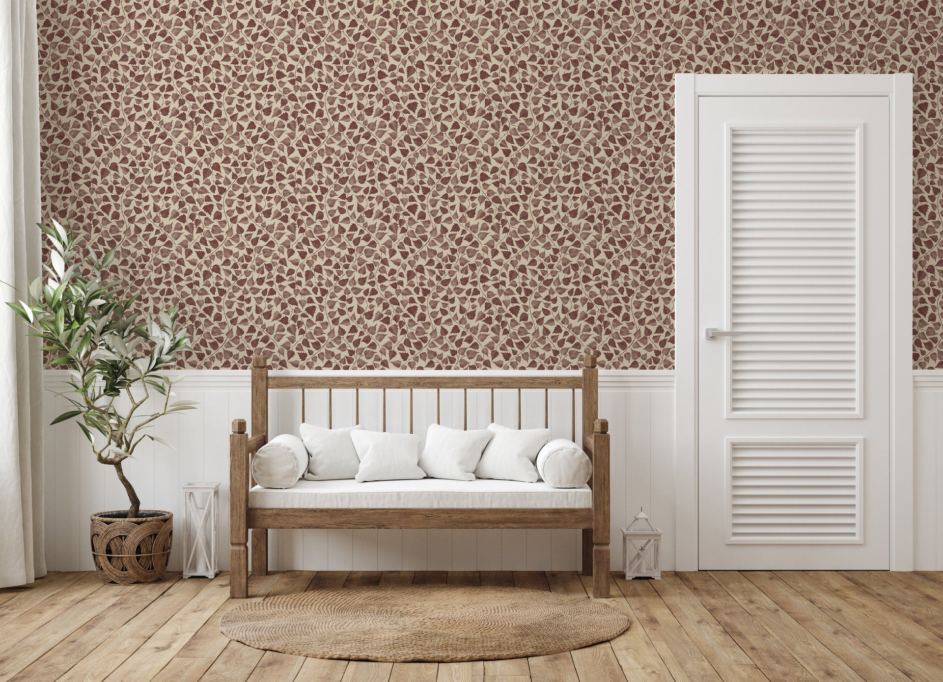 Iveline Floral Removable Wallpaper in Blue, Beige and Green