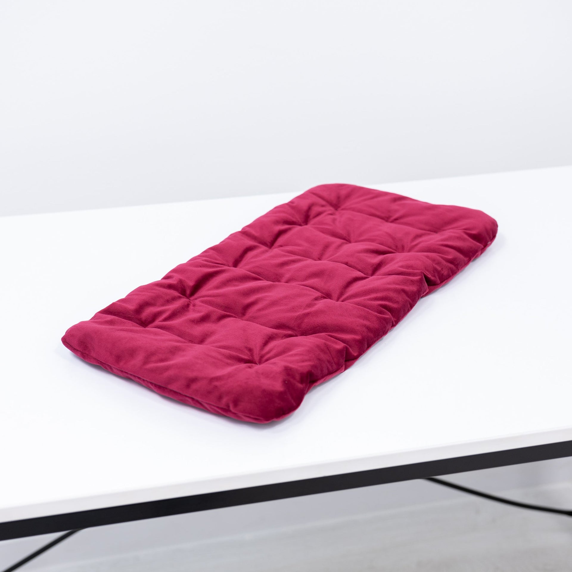 Plush Sleeping Cat Pillow in Burgundy for Feline Comfort and Support
