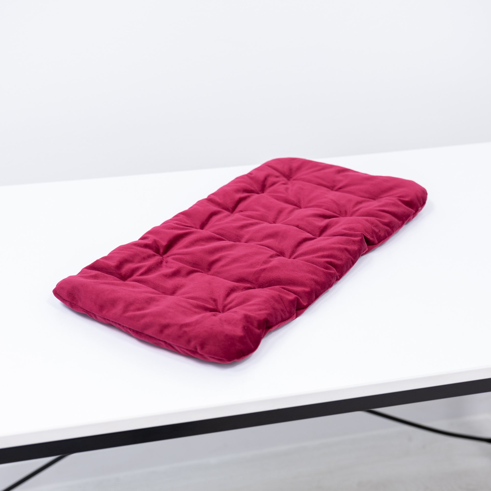 Plush Sleeping Cat Pillow in Burgundy for Feline Comfort and Support