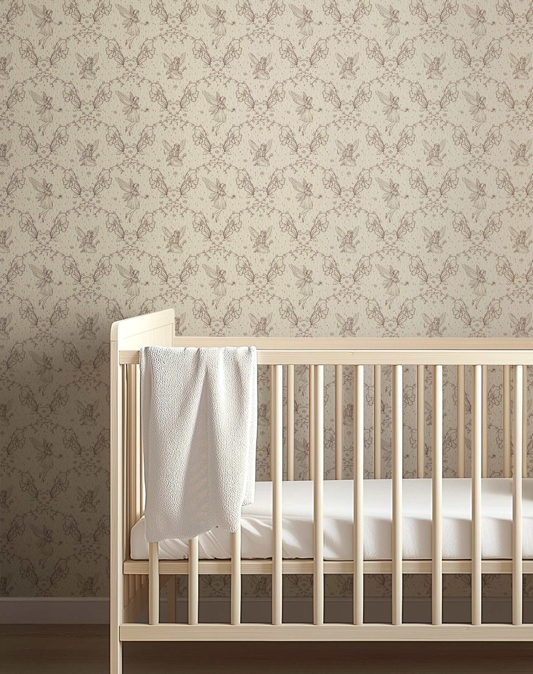Petra Whimsical Wallpaper in Beige, Blue, Grey and Dusty-Rose