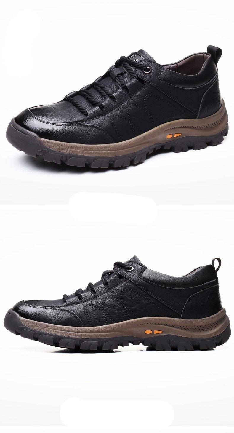 Mens Black Leather Platform Lace-Up Casual Business Dress Shoes