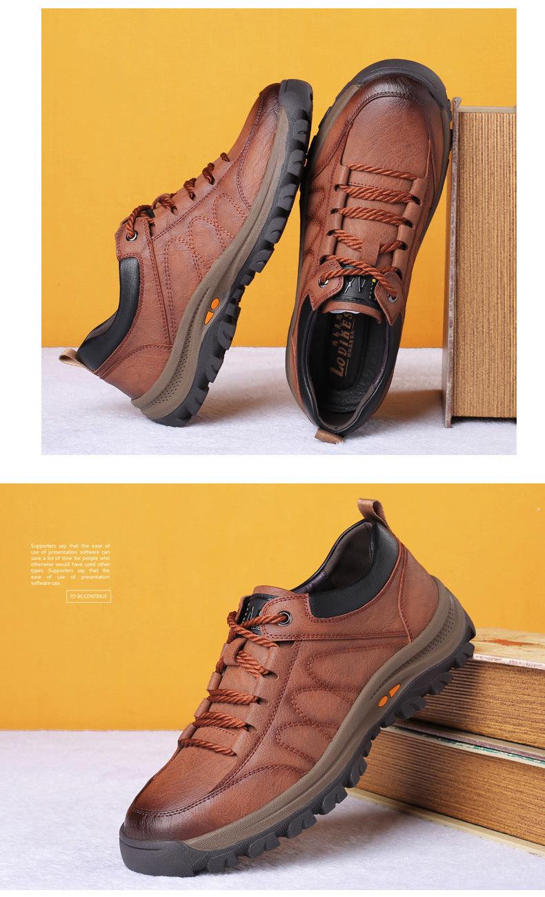 Mens Black Leather Platform Lace-Up Casual Business Dress Shoes