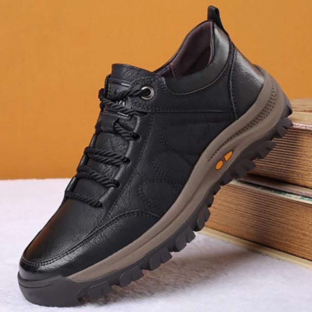 Mens Black Leather Platform Lace-Up Casual Business Dress Shoes