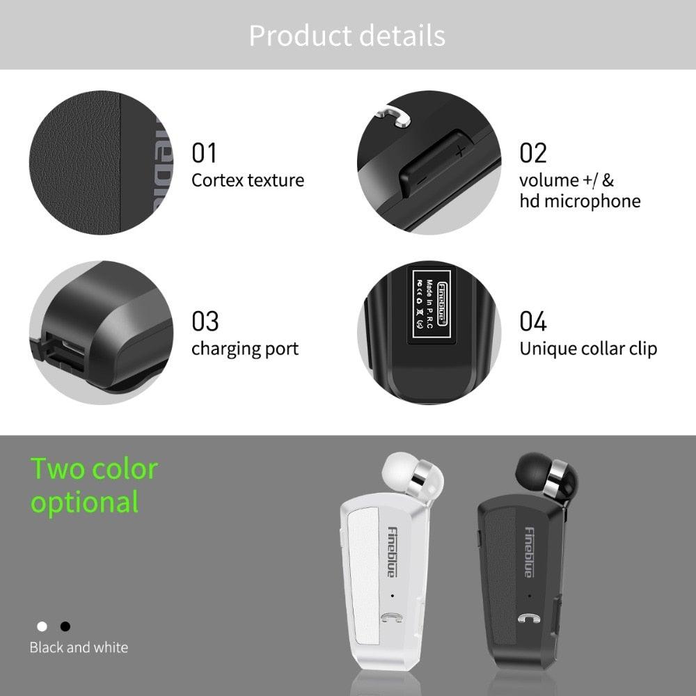 Bluetooth Collar Clip Headset for Sports and Driving
