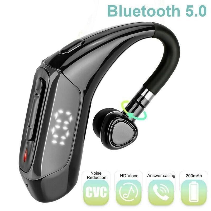 Stevvex black business Bluetooth 5.0 headset with LED display