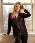Women's Butter Soft Button Down Pajama Set in Black