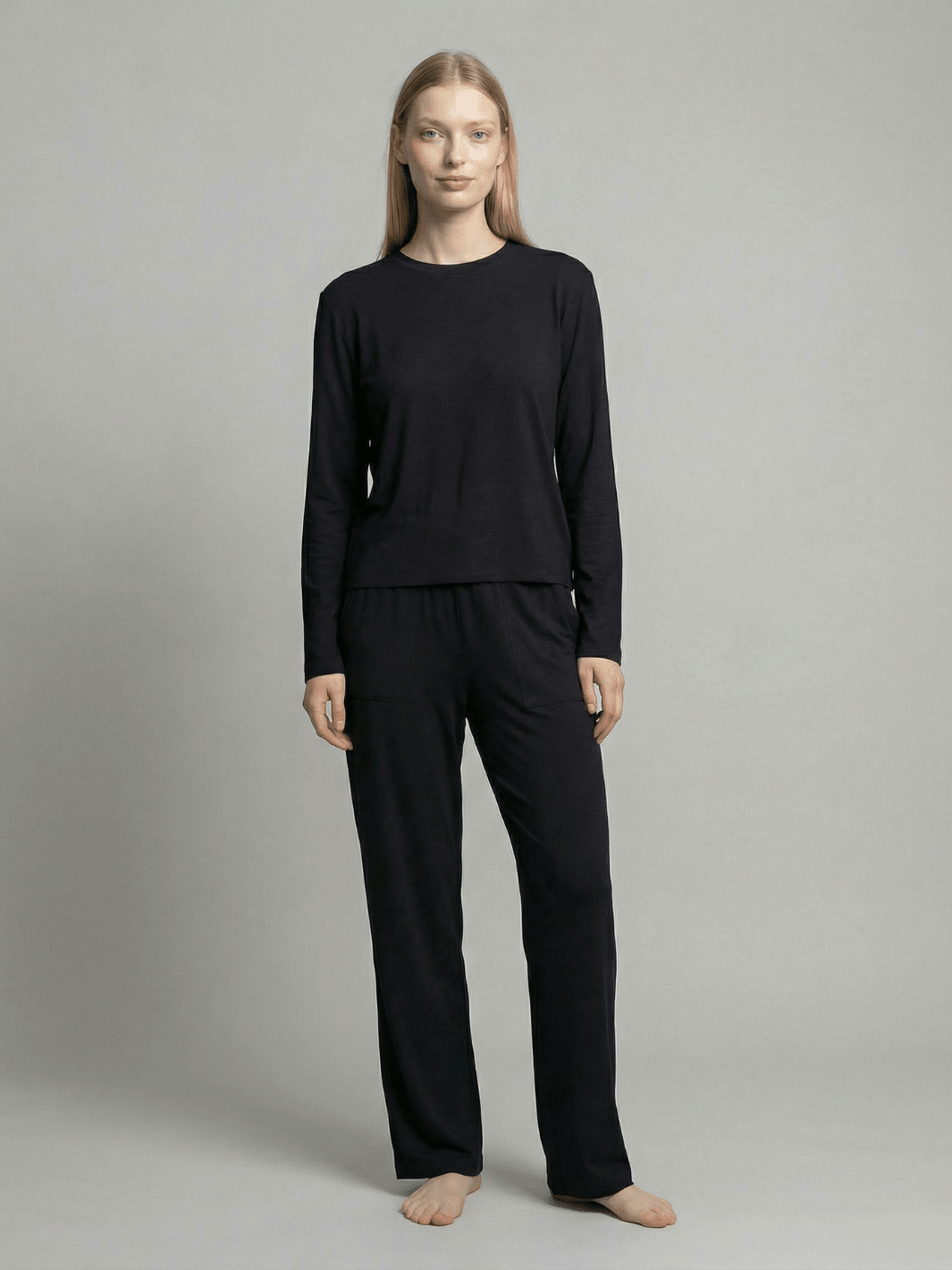 Women's Butter Soft Long Sleeve Pajama Set in Black