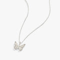 Butterfly Pendant Necklace with Crystal Accents, Adjustable Chain