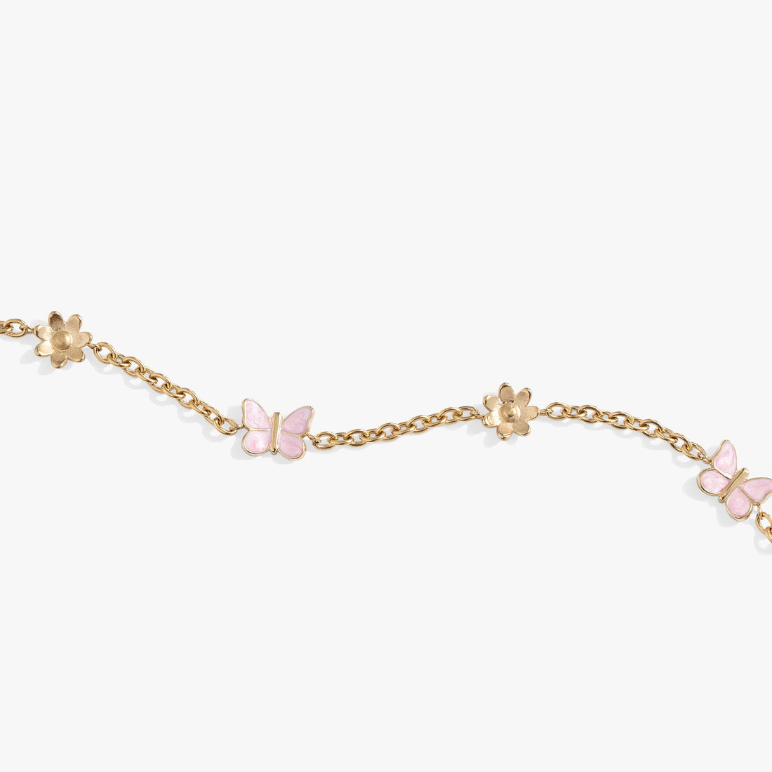 Butterfly and Flower Anklet with Enamel Charms and Slider Fit
