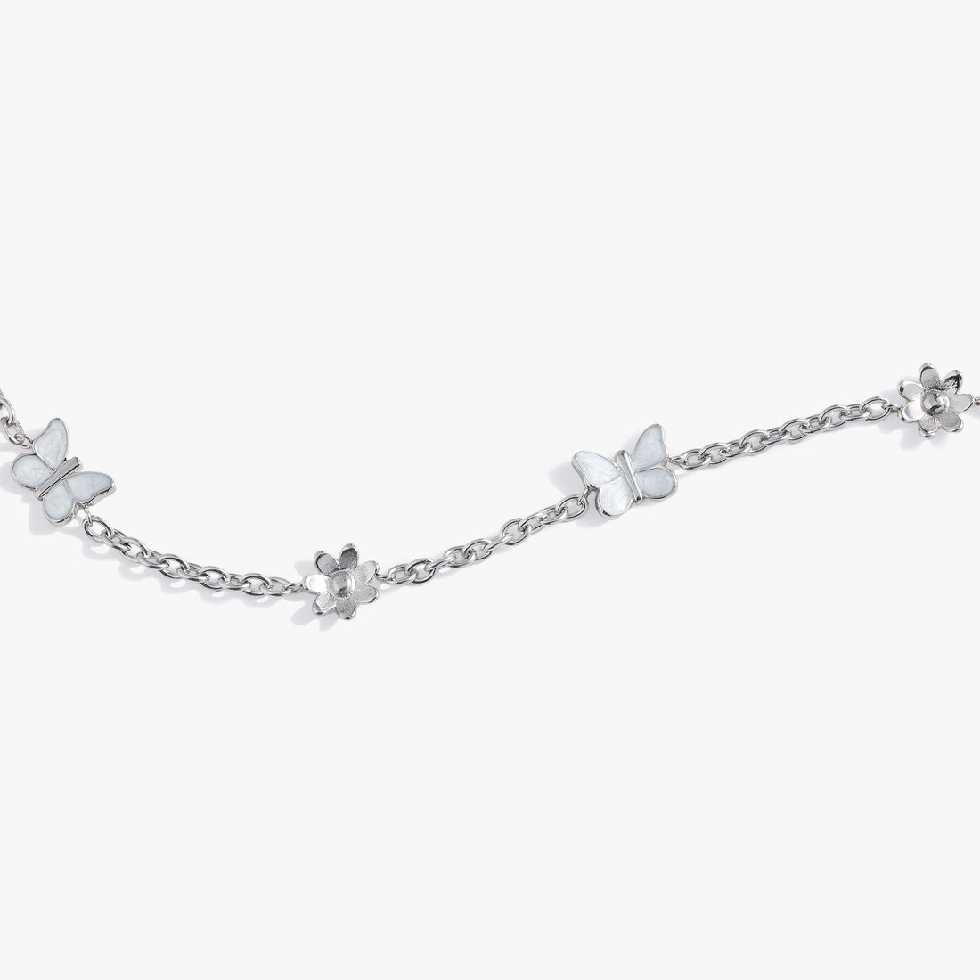 Butterfly and Flower Anklet with Enamel Charms and Slider Fit