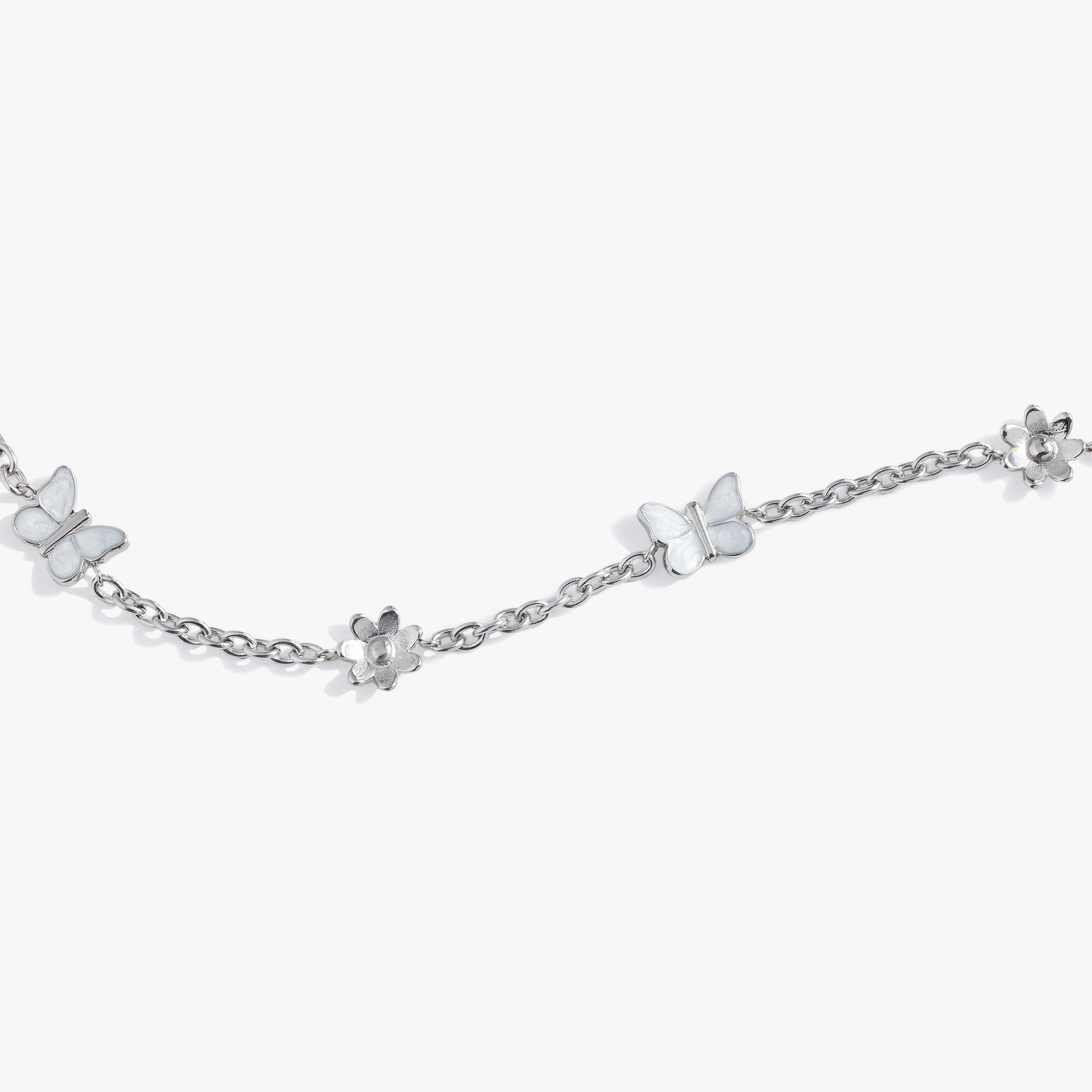 Butterfly and Flower Anklet with Enamel Charms and Slider Fit