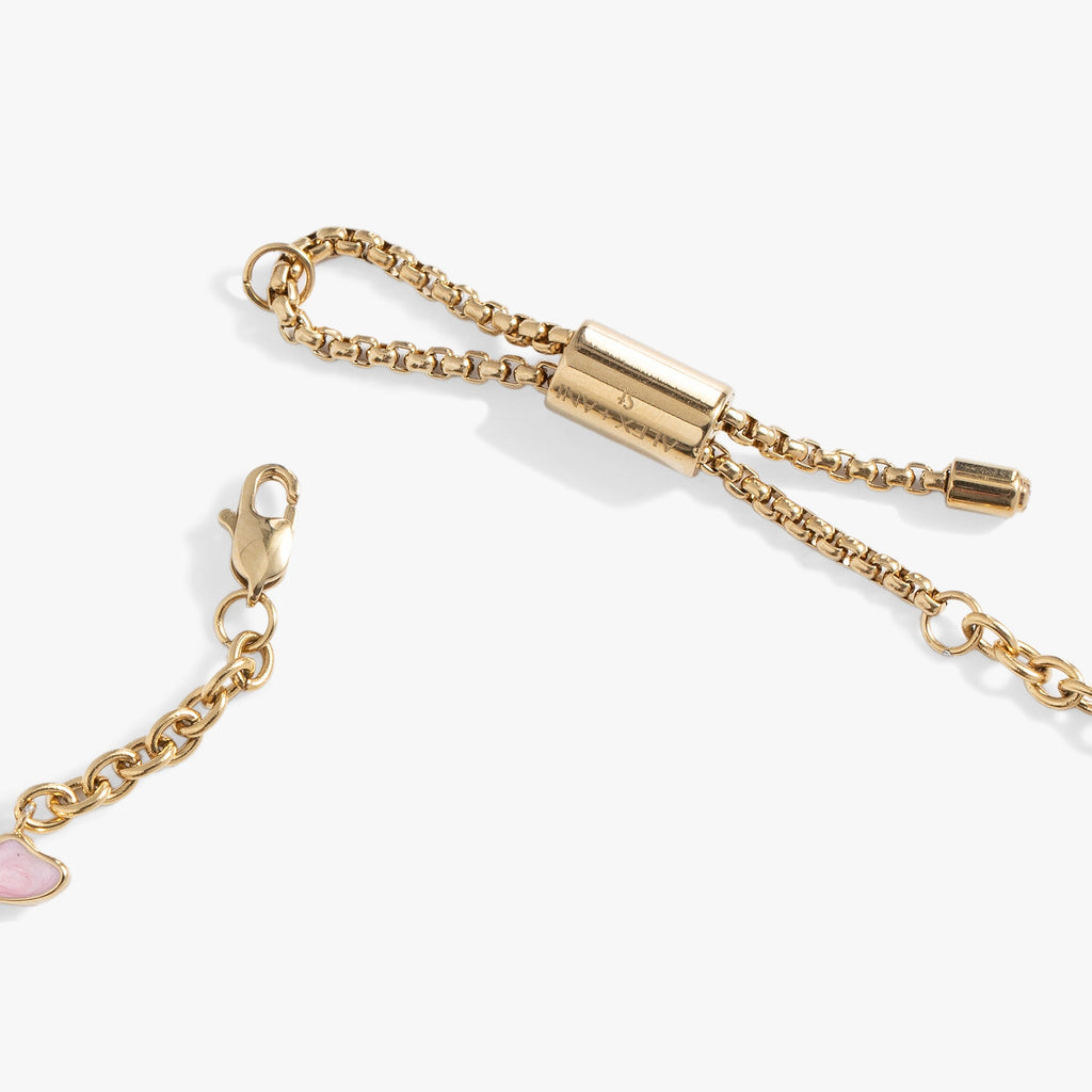 Butterfly and Flower Anklet with Enamel Charms and Slider Fit