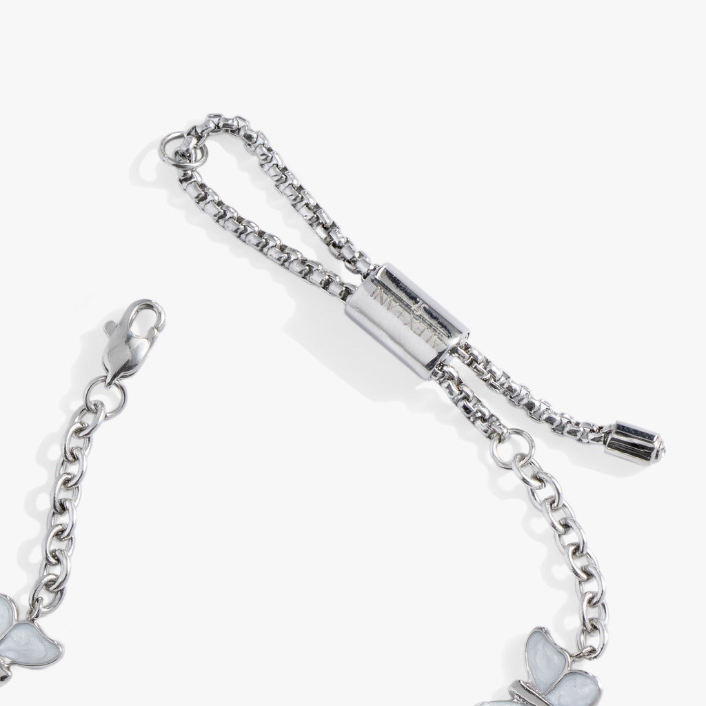 Butterfly and Flower Anklet with Enamel Charms and Slider Fit